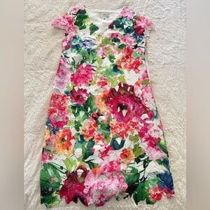 Vibrant Floral Lace Midi Dress –  Size 12